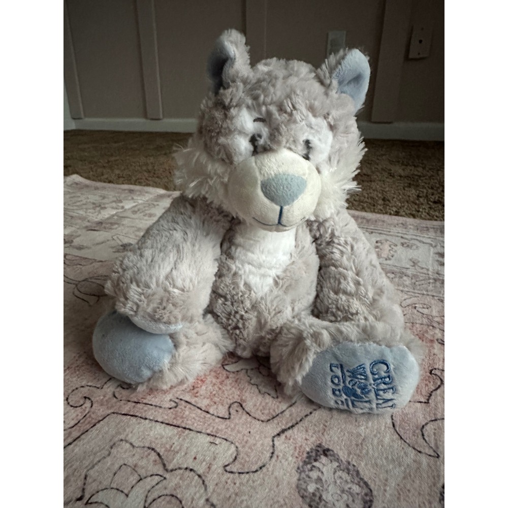 Great Wolf Lodge Wolf Plush Stuffed Animal The Petting Zoo Grey Blue Souvenir